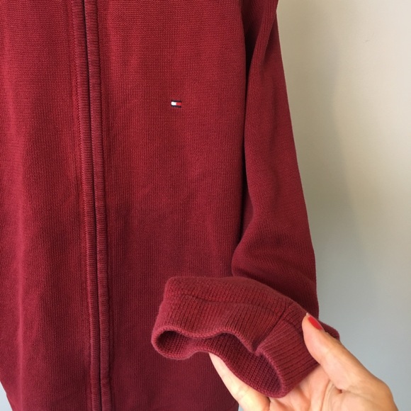Tommy Hilfiger Burgundy Fill Zip Knit Sweater - Picture 4 of 8
